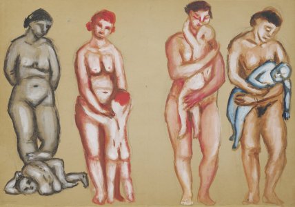 Andrzej Wróblewski, Martyrdom of Mothers; undated [1949]; gouache, paper; 65 × 90 cm; Starak Collection © Andrzej Wróblewski Foundation / www.andrzejwroblewski.pl