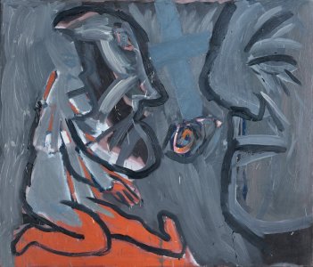 Ryszard Grzyb, Ryszard Grzyb Coś między ludźmi, 1987, olej, płótno, 110 x 130 cm | Starak Collection